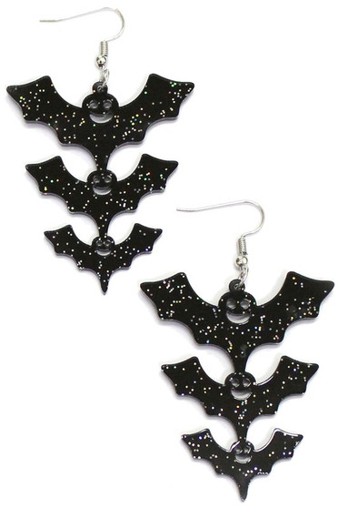 Epoxy Halloween Bat Earrings