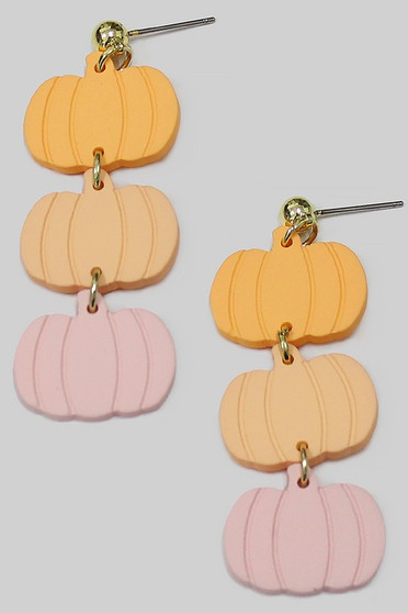 Halloween Acrylic Pumpkin Link Drop Earrings