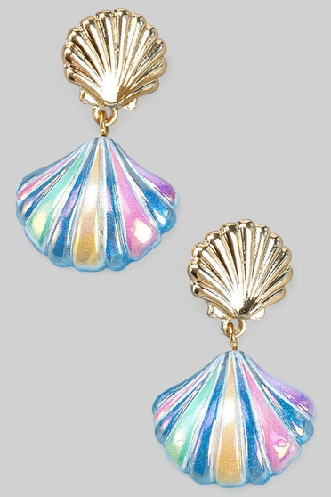 Multi Colored Tiered Shell Drop Earrings