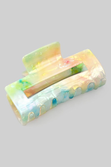 Multi Colored Marbled Acrylic Rectangular Hair Clip