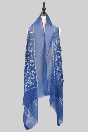 Paisley Print Versatile Vest Or Long Scarf