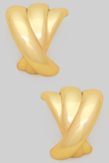 Brass Triple Half Scoop Hoop Earrings