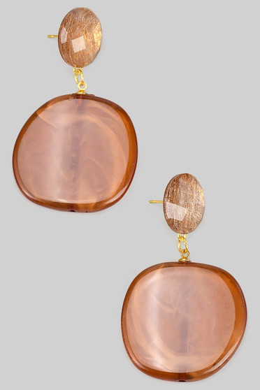 Etched Round Post Tiered Acrylic Drop Earrings