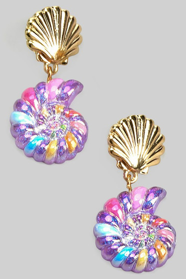 Multi Colored Tiered Twist Shell Drop Earrings