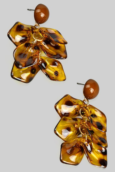 Acrylic Leopard Floral Drop Earrings