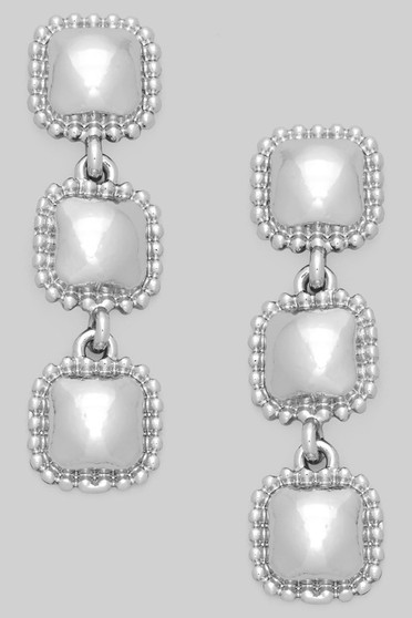 Triple Textured Square Drop Earrings