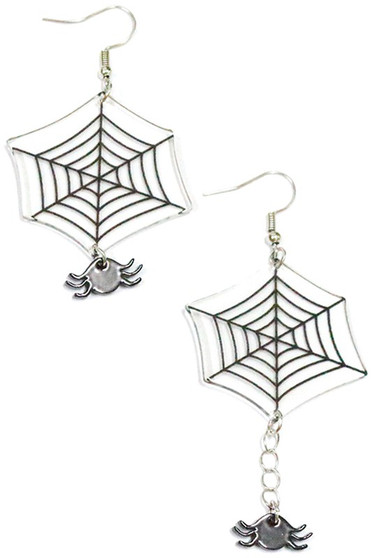 Acrylic Spider Web Dangle Earrings 