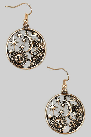 Sun Moon And Star Drop Earrings