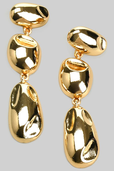 Triple Tiered Textured Drop Earrings