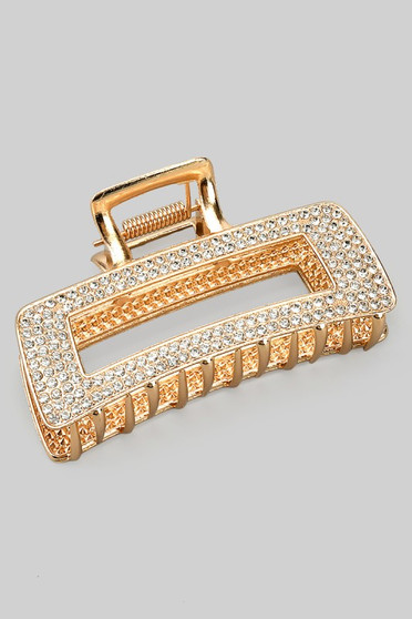 Rectangular Cz Pave Metal Hair Clip