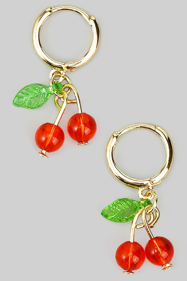 Cherry Beaded Hoop Earrings