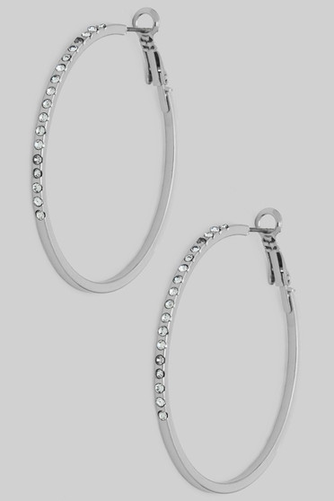 Essential Bar Hoops One Third Cz Pave