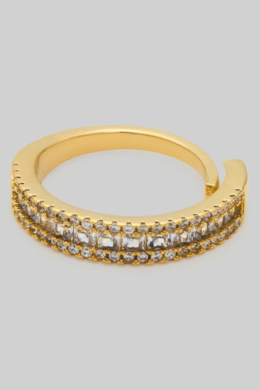 Lavish Baguette And Cz Pave Twist Ring