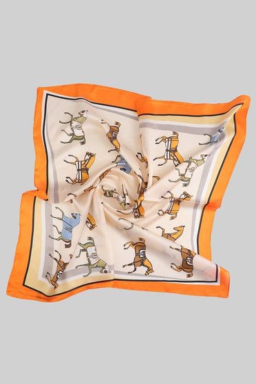 Silky Horse Print Square Scarf