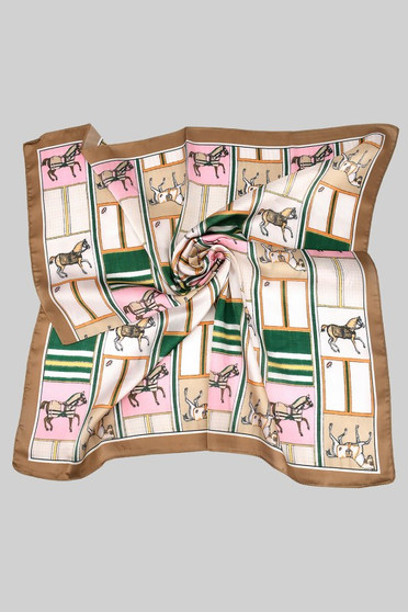 Geo Horse Print Silky Square Scarf