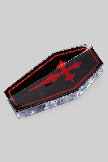 Marbled Acrylic Gothic Cross Coffin Hair Clip