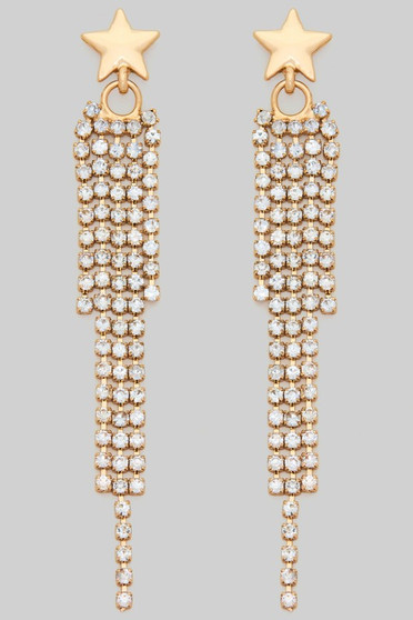 Star Studs With Dangling Cz Strands