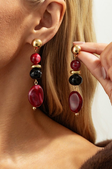 Tiered Resin Acrylic Beaded Drop Earrings