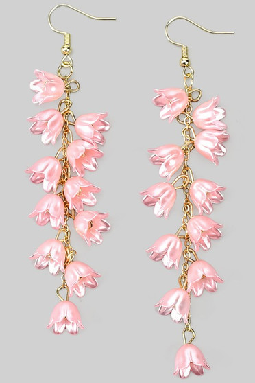 Tiered Flower Bell Charm Drop Earrings