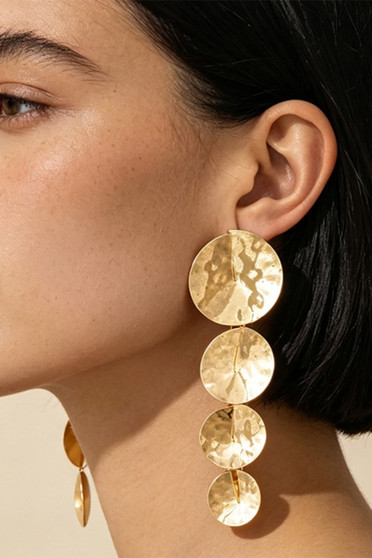 Textured Cymbal Tiered Drop Earrings
