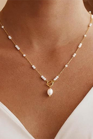 Lariat Pearl Bead And Pendant Necklace