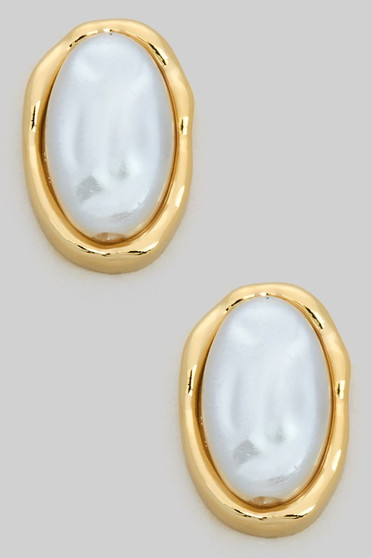 Organic Oval Pearl Studs