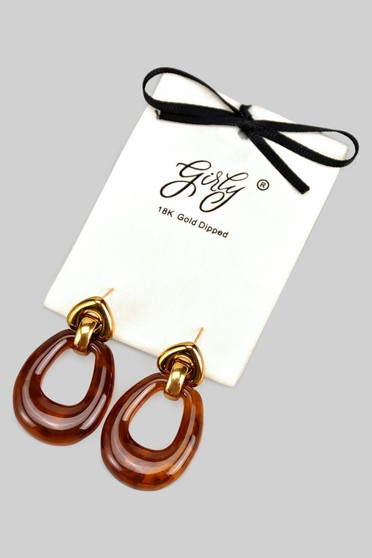 Stainless Steel Acrylic Resin Hoop Drop Earrings