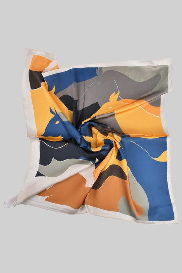 Silky Colorful Horse Print Square Scarf
