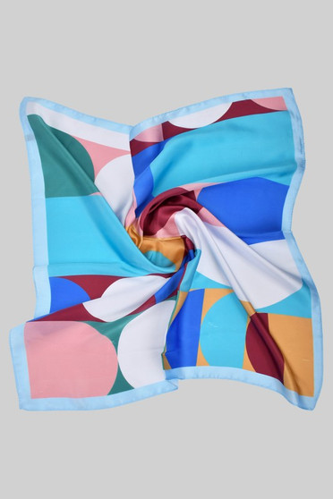 Abstract Geo Shaped Colorful Silky Square Scarf