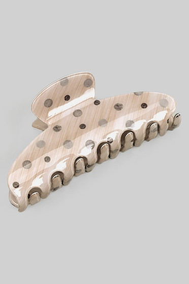 Glossy Polka Dot Hair Clip With Brushed Detail