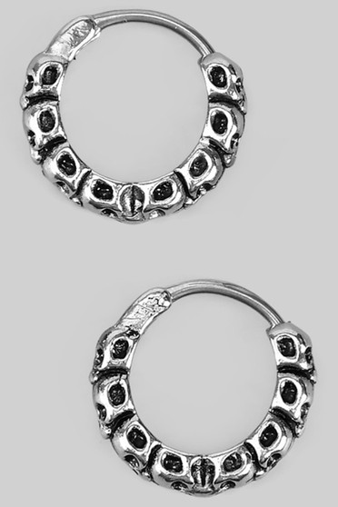 Stainless Steel Mini Skull Gothic Hoops