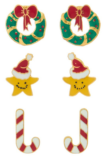 Set Of 3 Pairs Of Christmas Themed Earrings.
