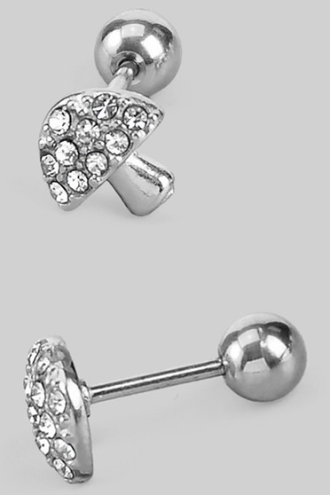 Mini Screwback Stainless Steel Cz Mushroom Studs