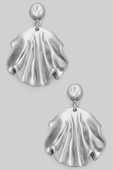 Ruffled Brass Drop Earrings