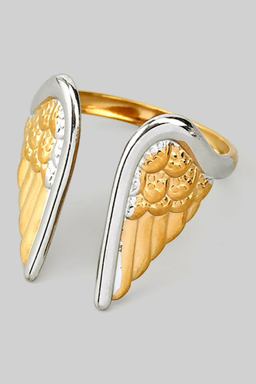 18K Steel Two Tone Angel Wings Ring