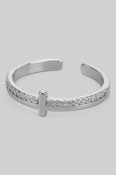 Sideways Cross Cz Pave Ring