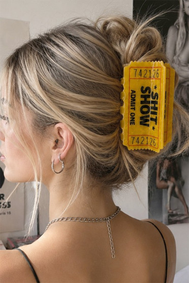 Shit Show Marbled Acrylic Ticket Hair Clip