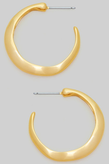 Slight Wavy Textured Shiny Brass Hoops