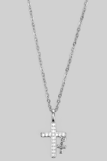 Cz Pave Cross Pendant Mini Cross Stainless Necklace