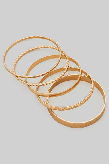 Mixed Texture Five Piece Bangle Set