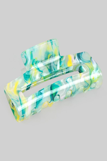 Swirled Marbled Acrylic Rectangular Hair Clip