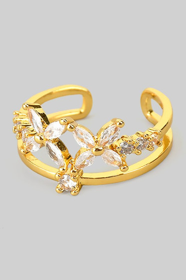 Cz Flower Petal Cutout Stack Ring
