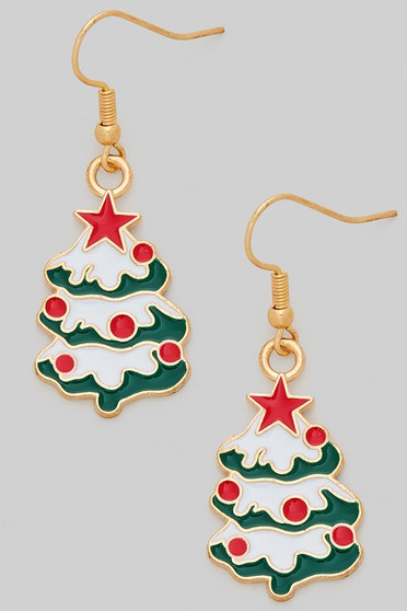 Metal Christmas Tree Earrings