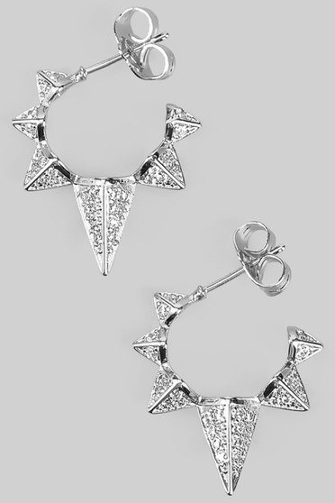 Spiked Brass Hoops With Cz Pave