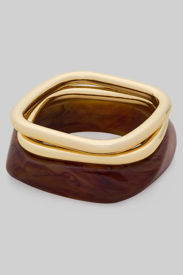 Metal Marble Multi Stackable Bracelet Set