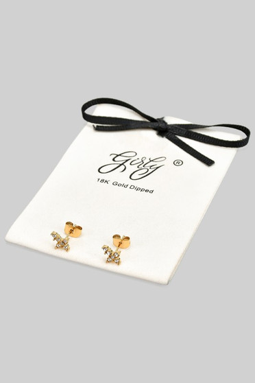 Stainless Steel Dainty Cz Cross Studs