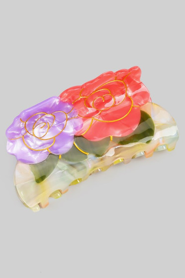 Colorful Marbled Acrylic Rose Hair Clip
