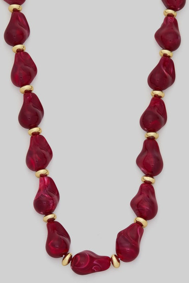 Burgundy Stone Link Necklace
