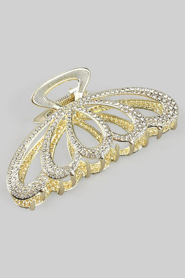 Shell Hair Clip With Rhinestone Pave