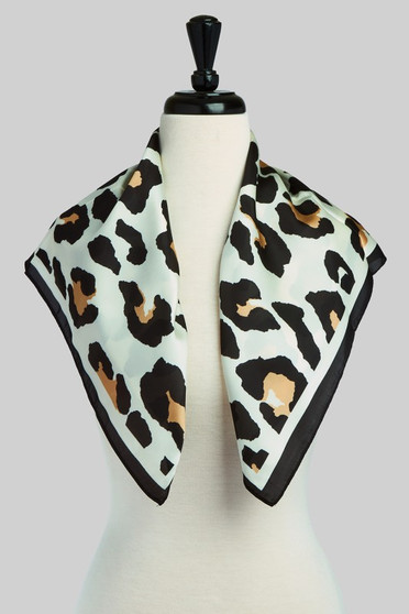 Silky Leopard Print Square Scarf